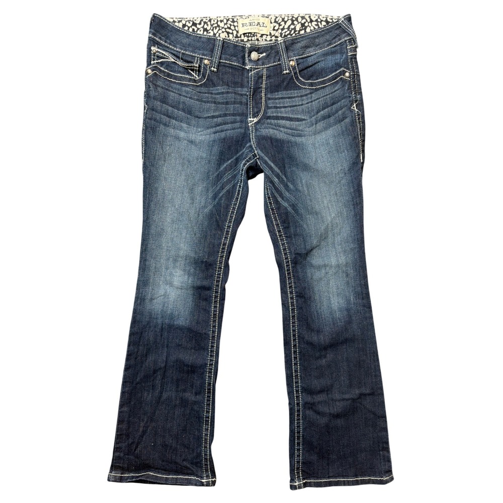 Ariat Jeans Womens 32S R.E.A.L. Denim Blue Bootcut Contrast Stitch Embroidered